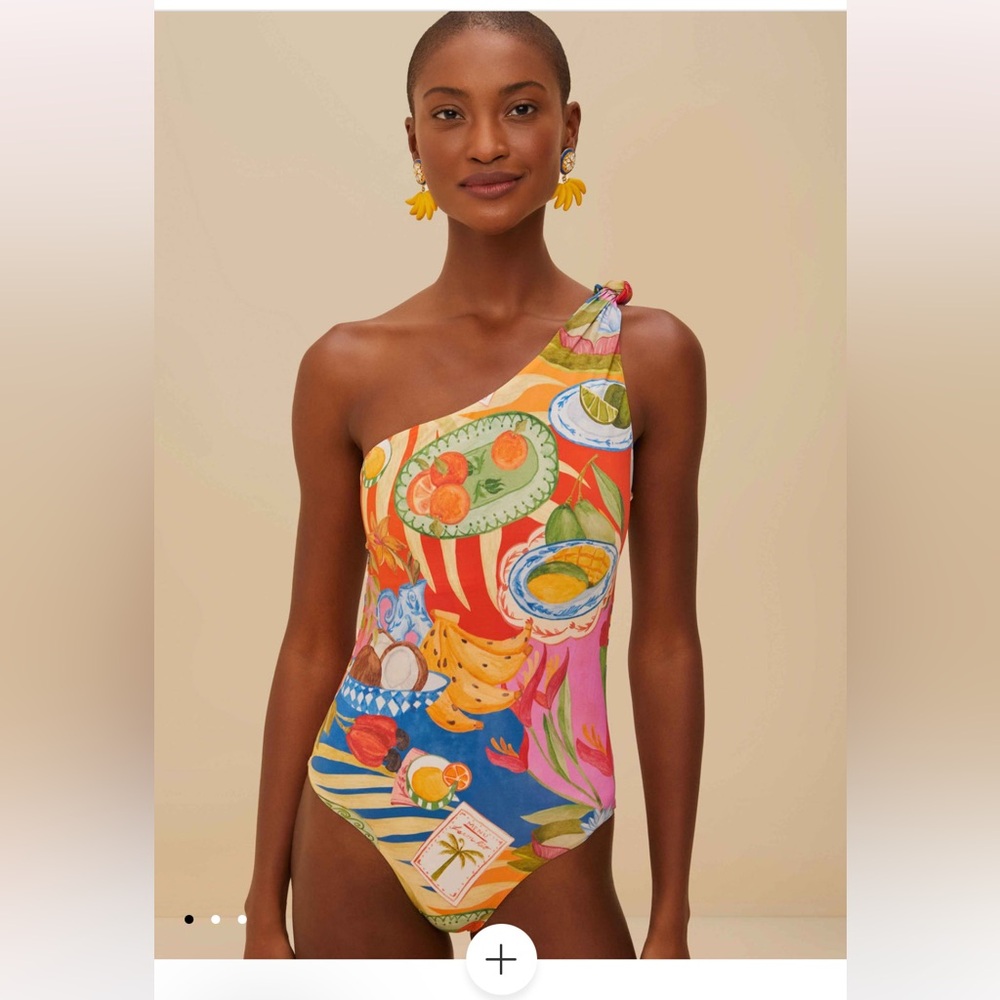 Farm Rio Multicolor Summer Picnic One-Piece Swimsuit